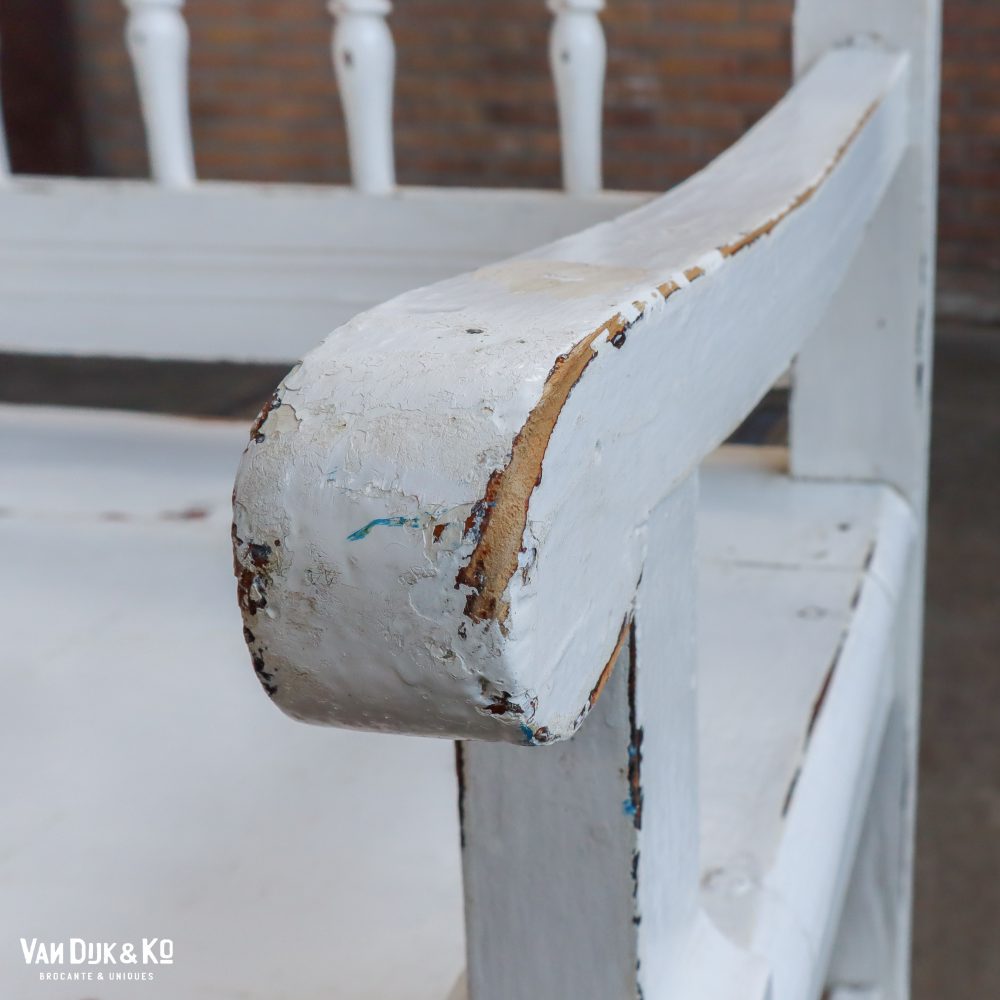Houten brocante bank - Afbeelding 9