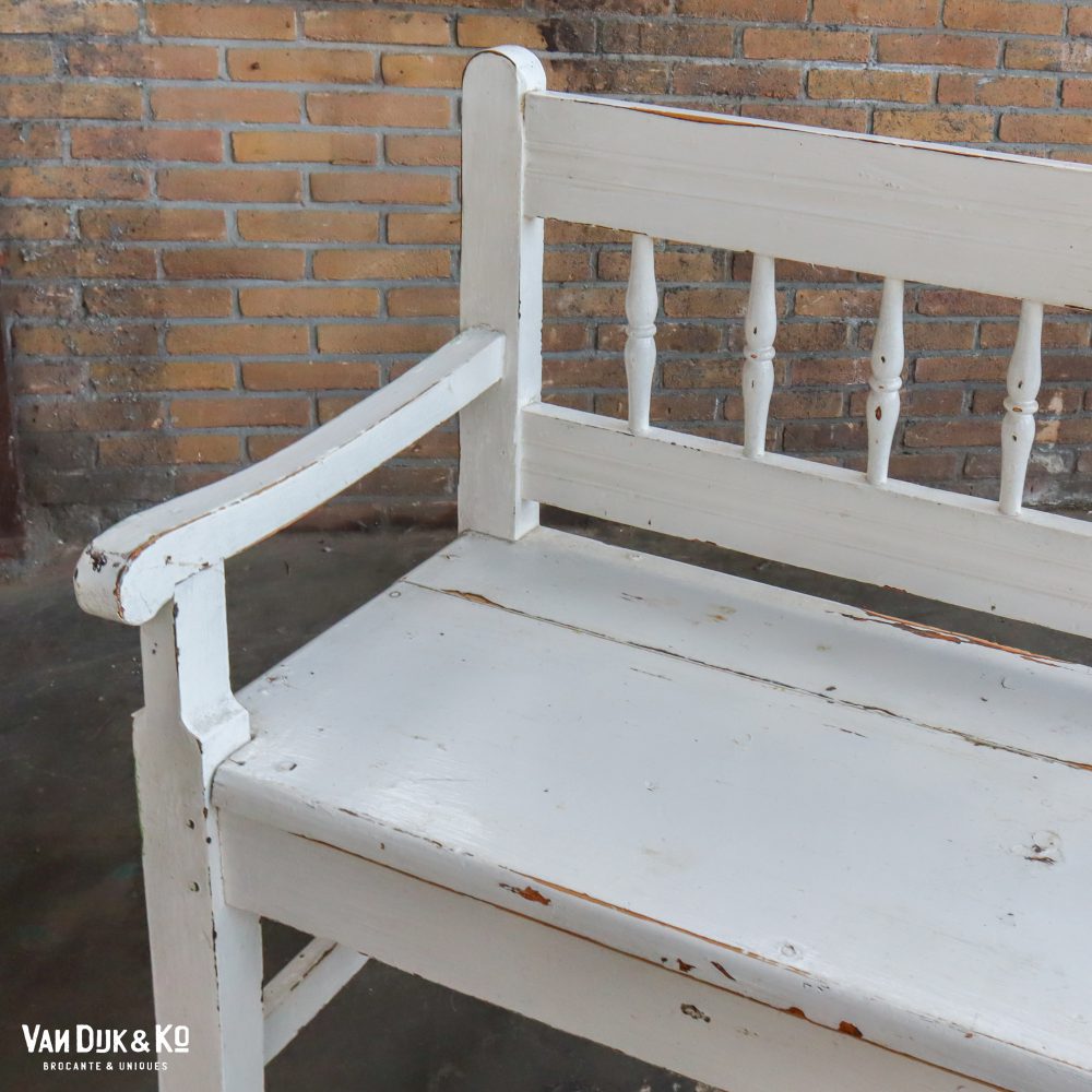 Houten brocante bank - Afbeelding 3