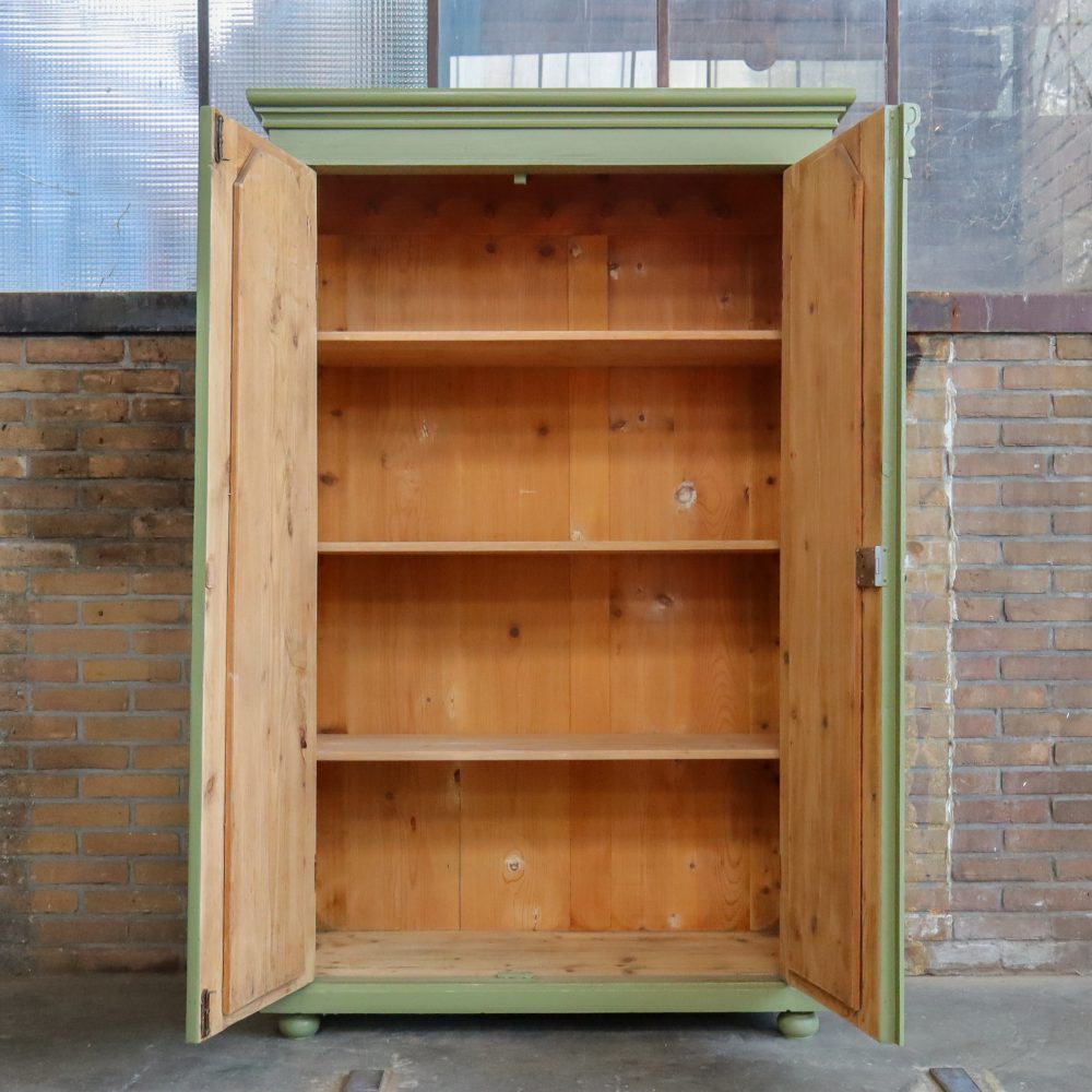 Brocante groene linnenkast - Afbeelding 3
