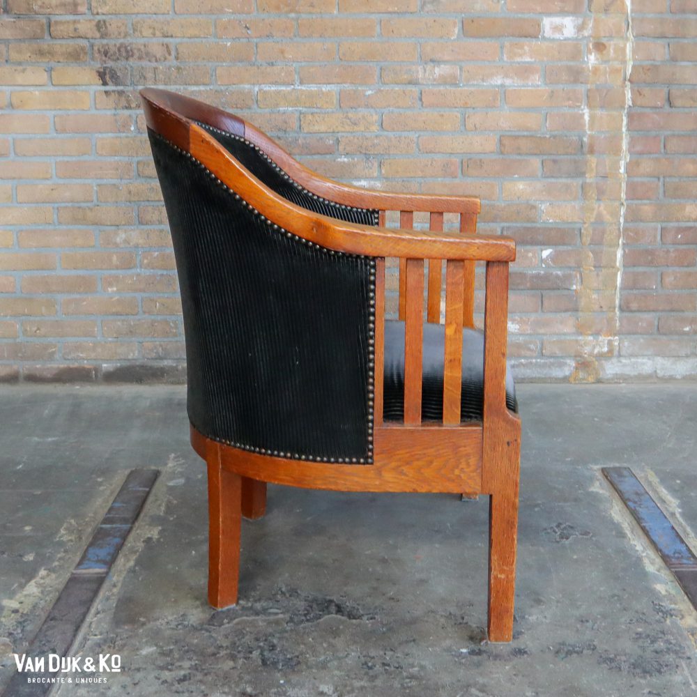 Vintage fauteuil met ribfluwelen zitting - Afbeelding 3