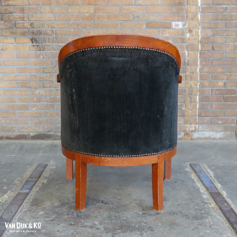 Vintage fauteuil met ribfluwelen zitting - Afbeelding 4