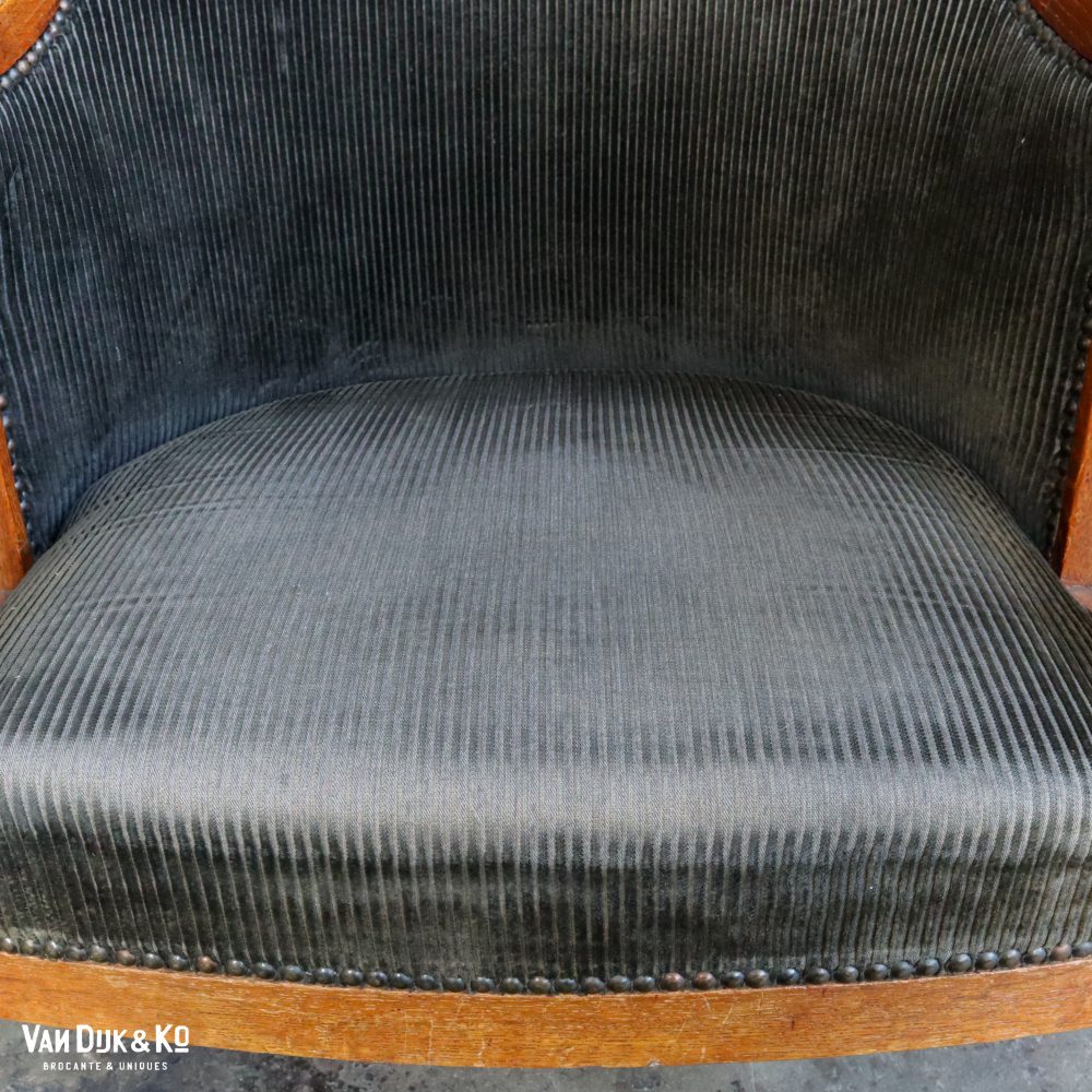 Vintage fauteuil met ribfluwelen zitting - Afbeelding 11
