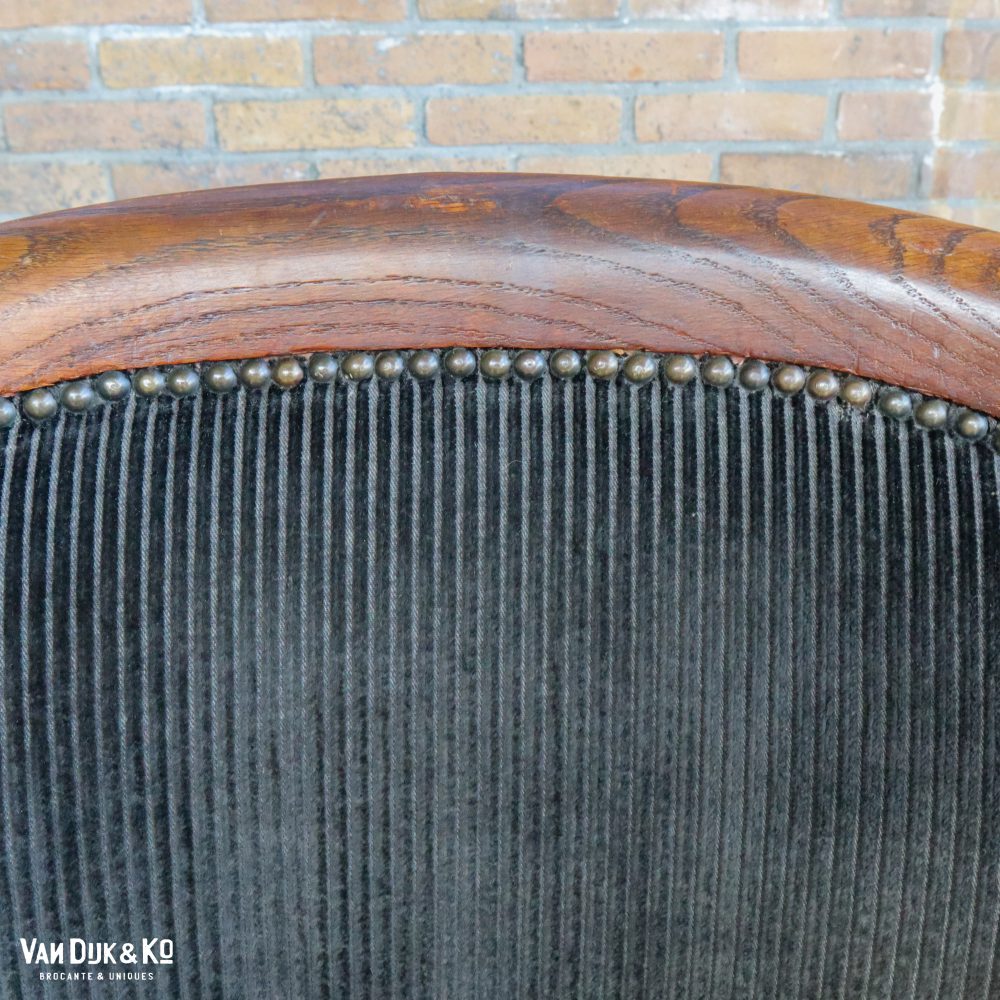 Vintage fauteuil met ribfluwelen zitting - Afbeelding 8