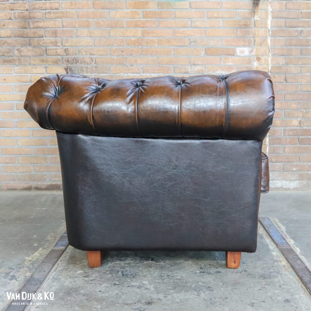 Leren fauteuil met Chesterfield look - Afbeelding 3