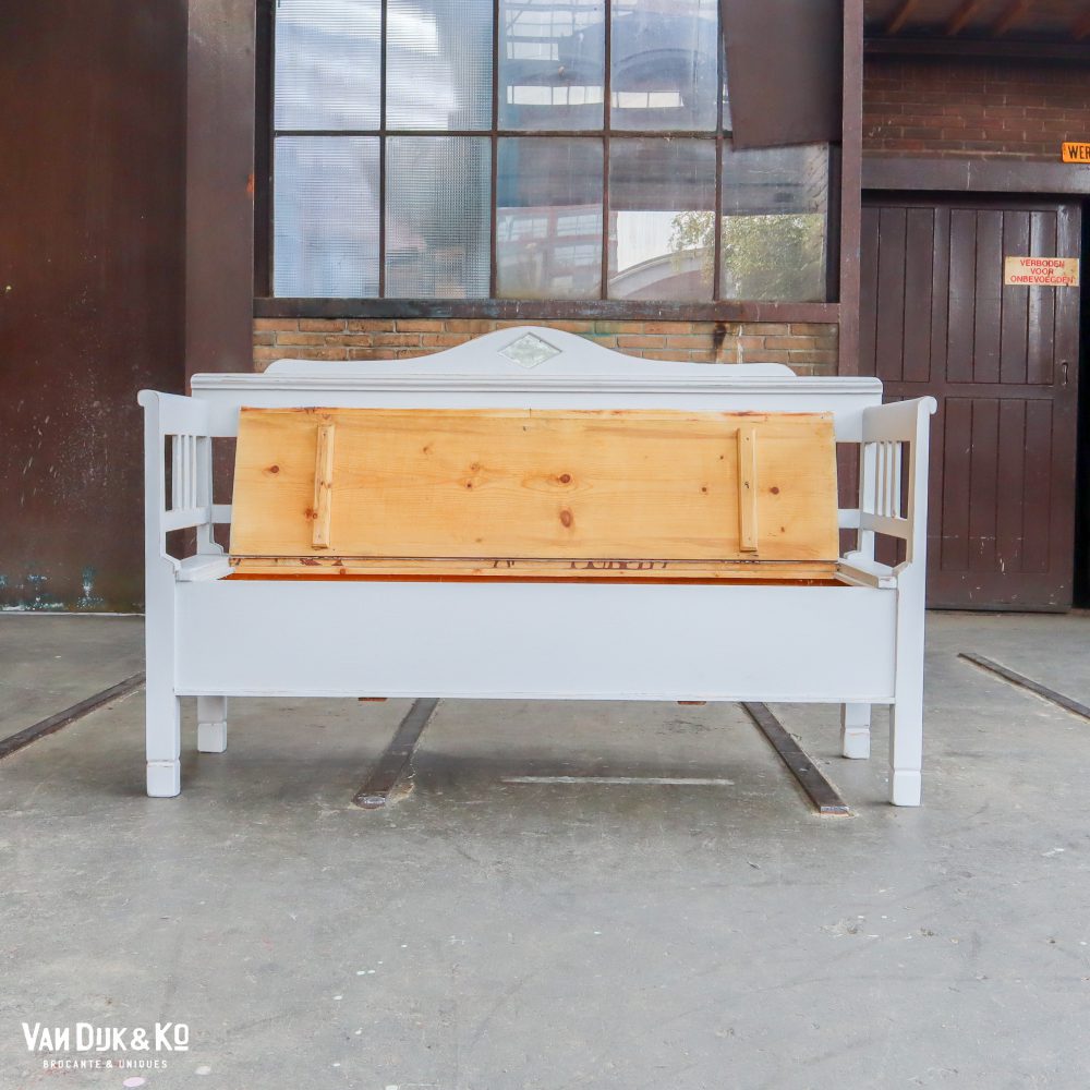 Houten brocante klepbank - Afbeelding 3