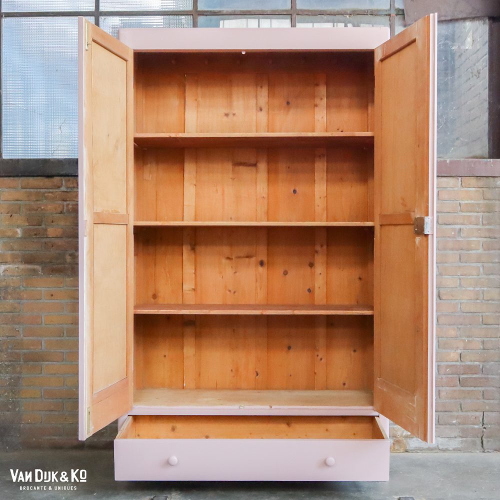 Brocante roze linnenkast - Afbeelding 3