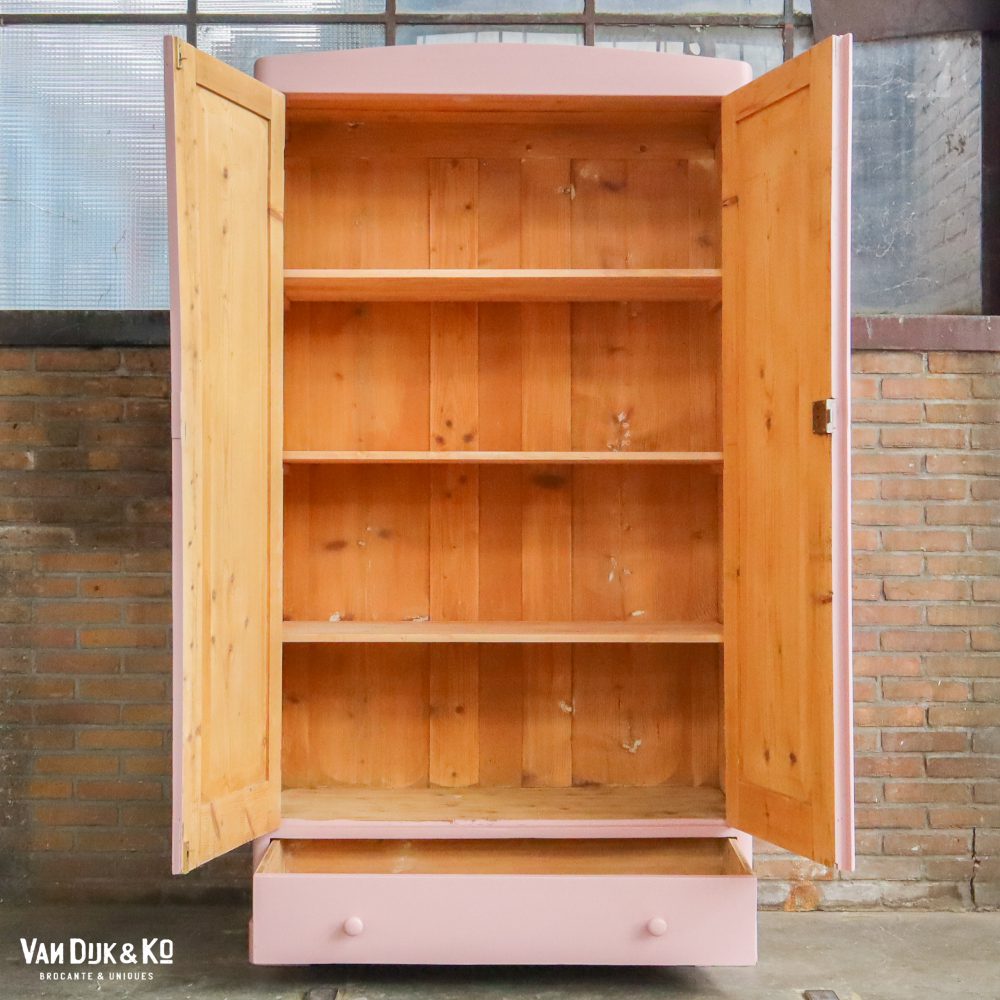 Brocante roze linnenkast - Afbeelding 3