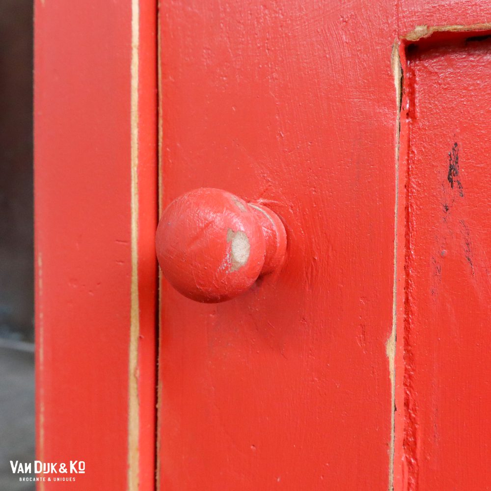 Brocante rood nachtkastje - Afbeelding 6