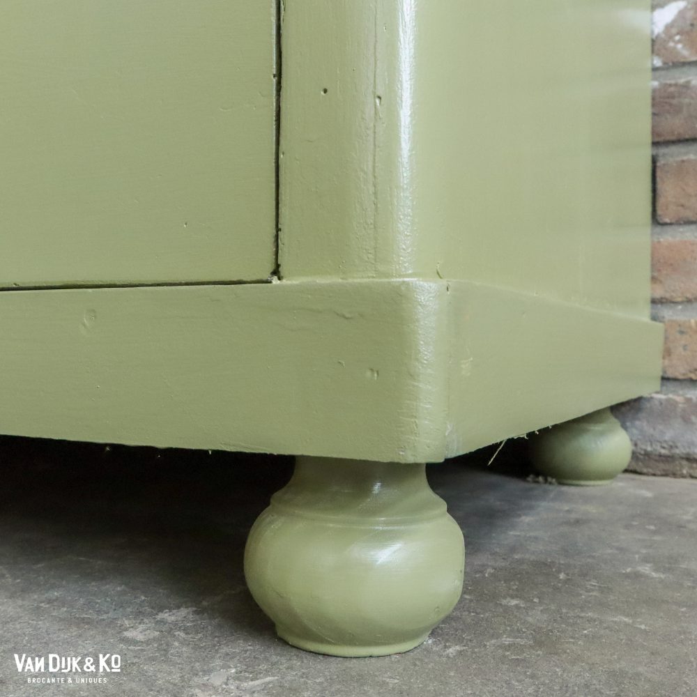 Brocante groene linnenkast - Afbeelding 8