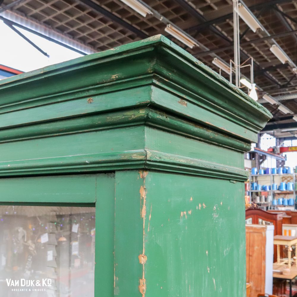 Hoge groene vitrinekast - Afbeelding 5
