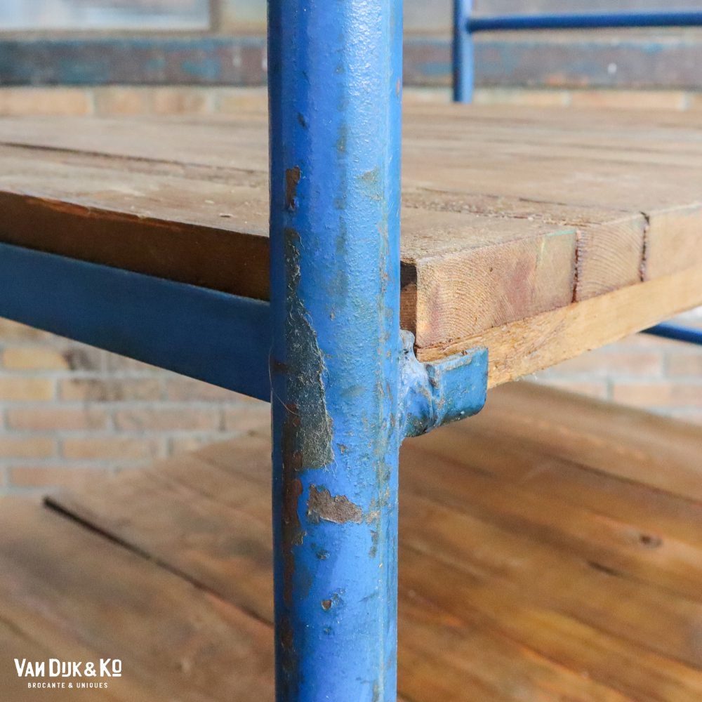 Blauw industrieel rek/trolley - Afbeelding 3