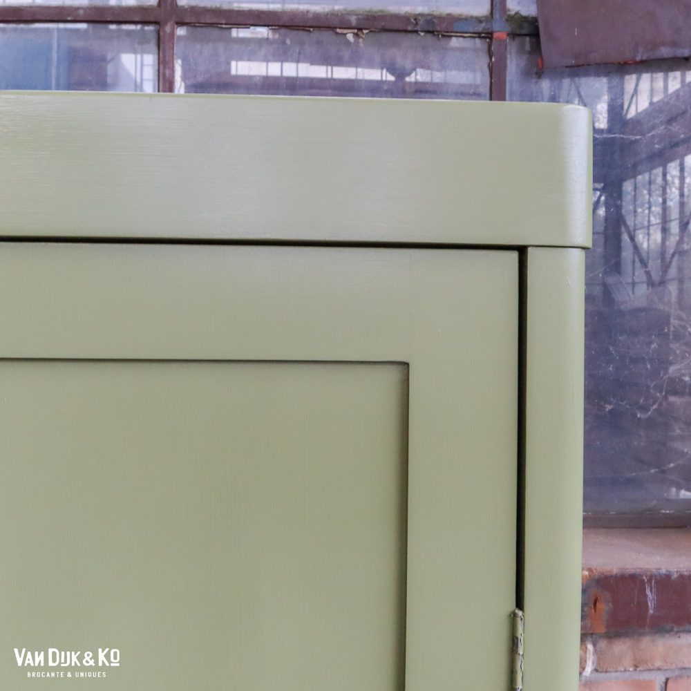 Brocante groene linnenkast - Afbeelding 5