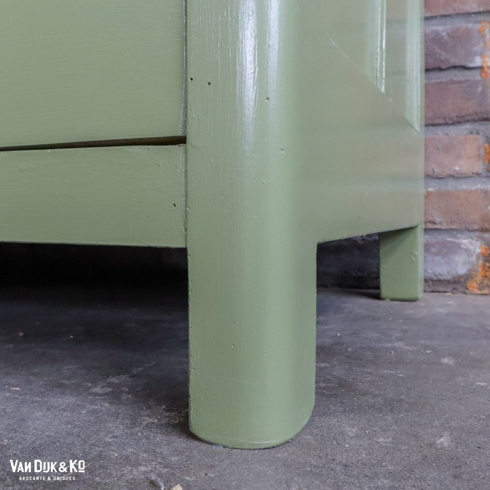 Brocante groene linnenkast - Afbeelding 9