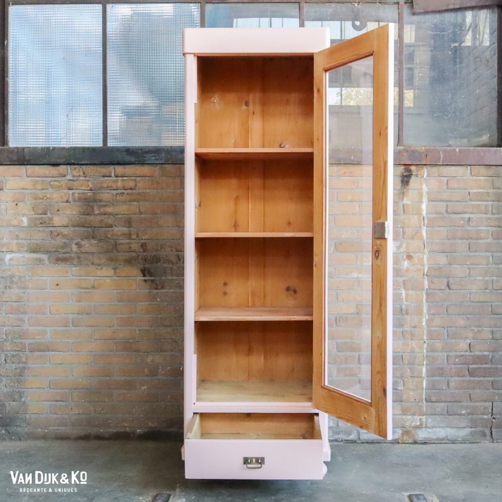 Roze eendeurs vitrinekast - Afbeelding 3
