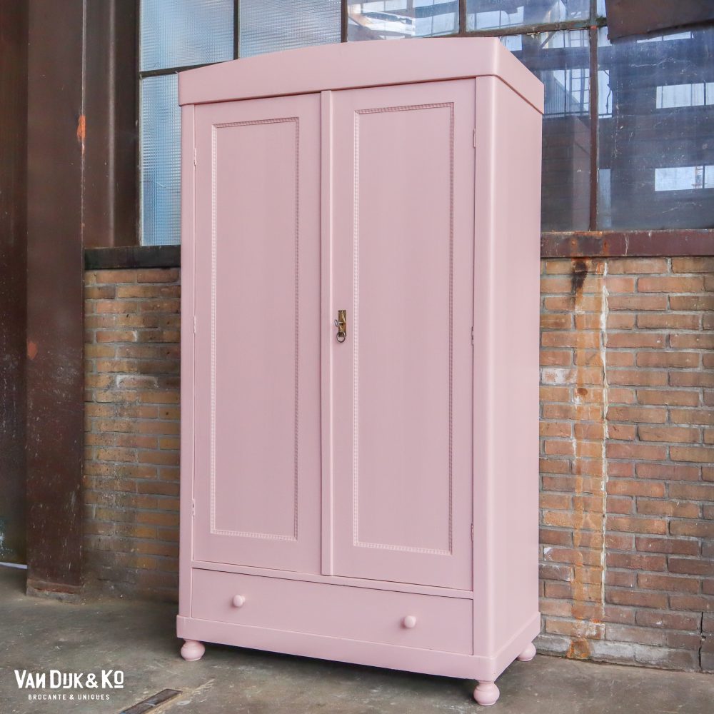 Brocante roze linnenkast - Afbeelding 2