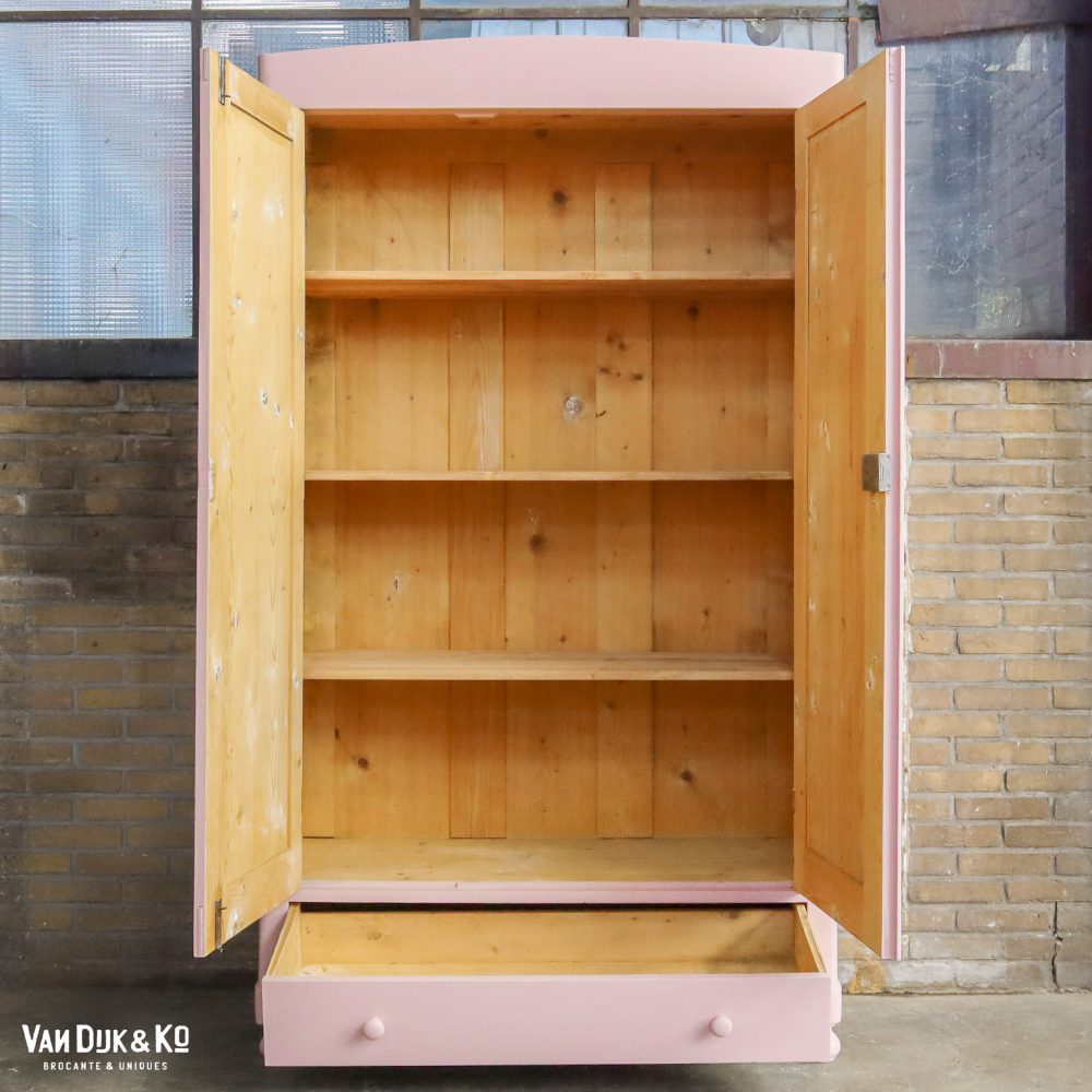 Brocante roze linnenkast - Afbeelding 3