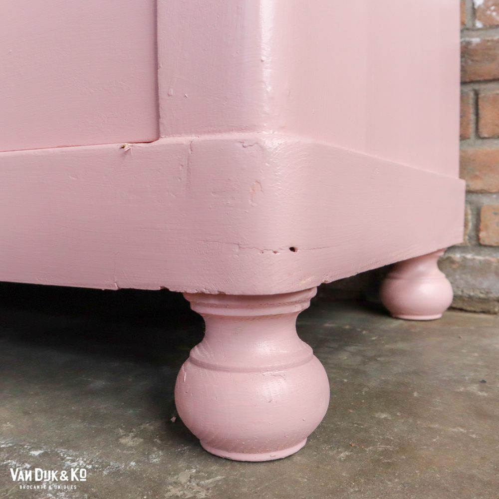 Brocante roze linnenkast - Afbeelding 8