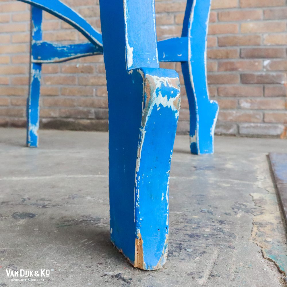Brocante bureautje met blauw onderstel - Afbeelding 10