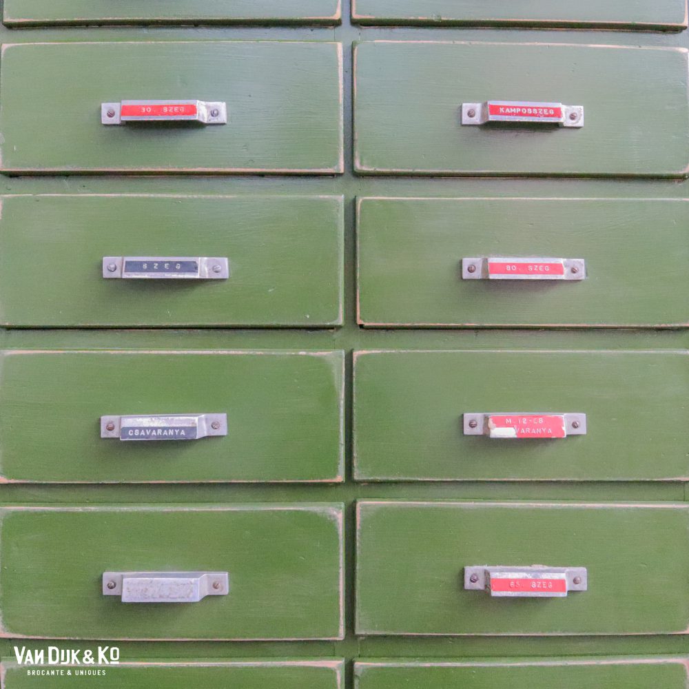 Brocante groene toog met lades - Afbeelding 7