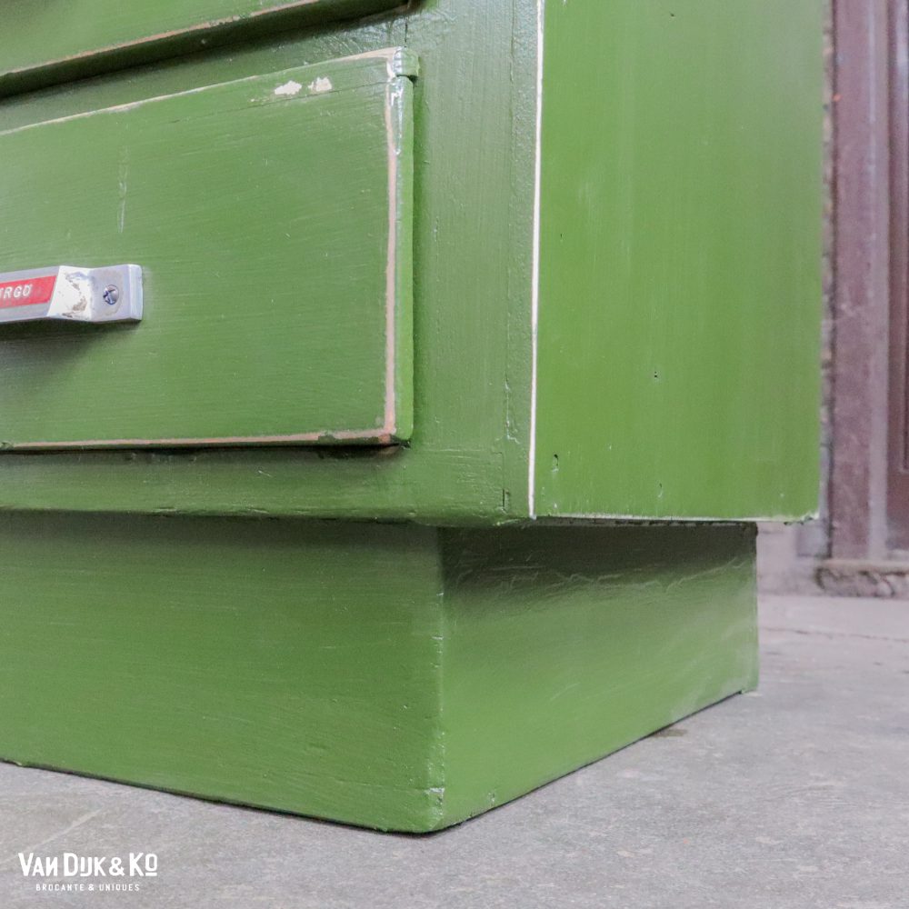 Brocante groene toog met lades - Afbeelding 11