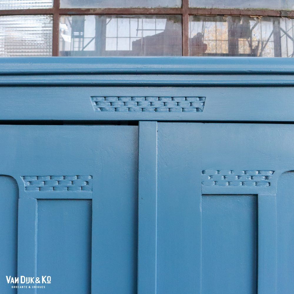 Blauwe brocante kledingkast - Afbeelding 4