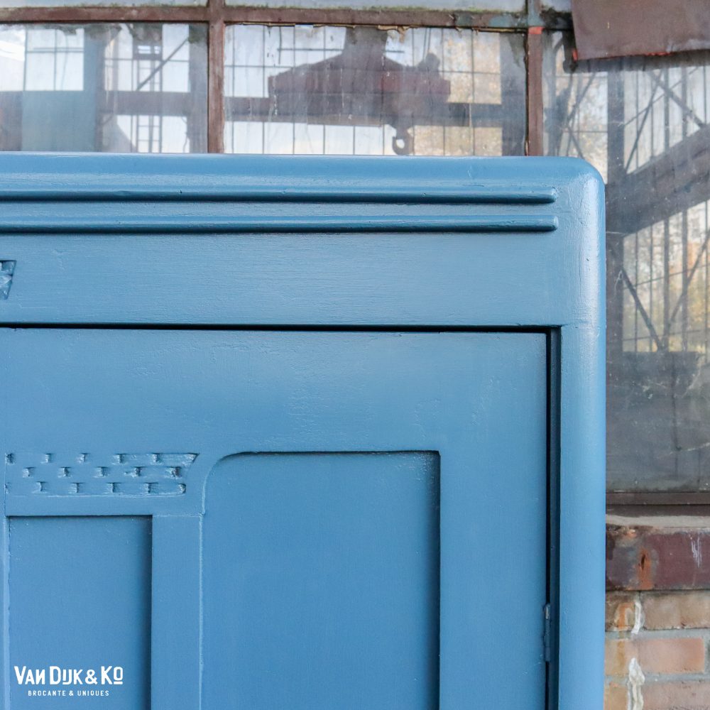Blauwe brocante kledingkast - Afbeelding 5