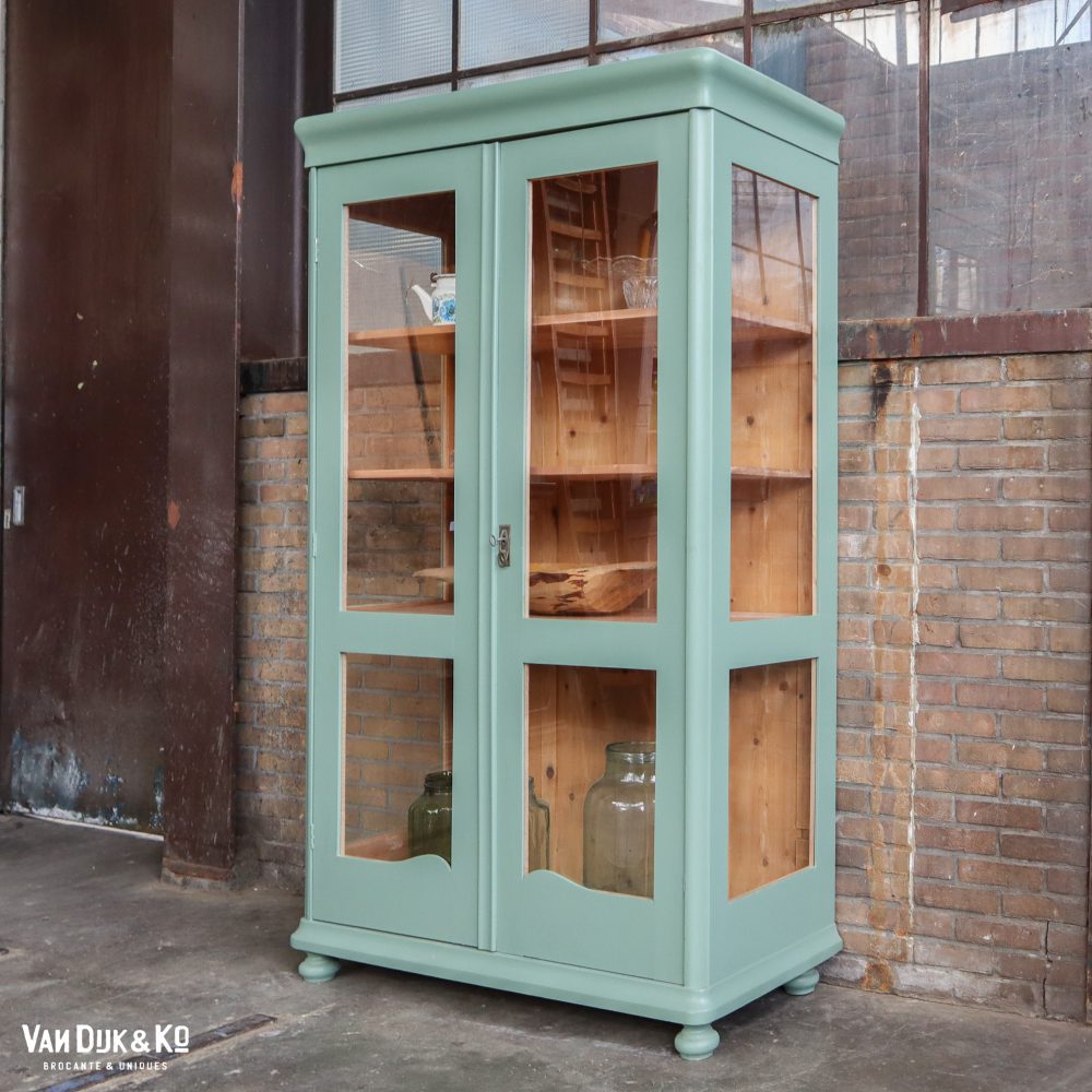 Groenblauwe vitrinekast - Afbeelding 2