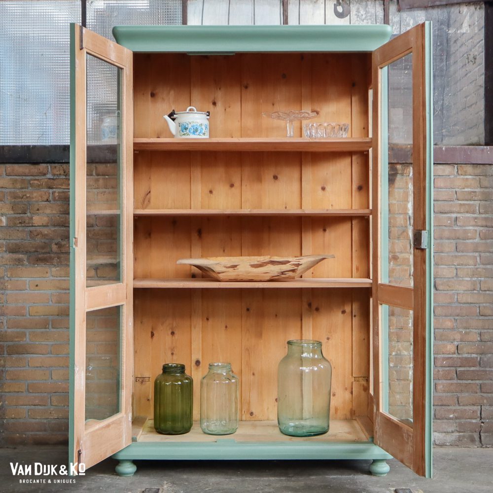 Groenblauwe vitrinekast - Afbeelding 3