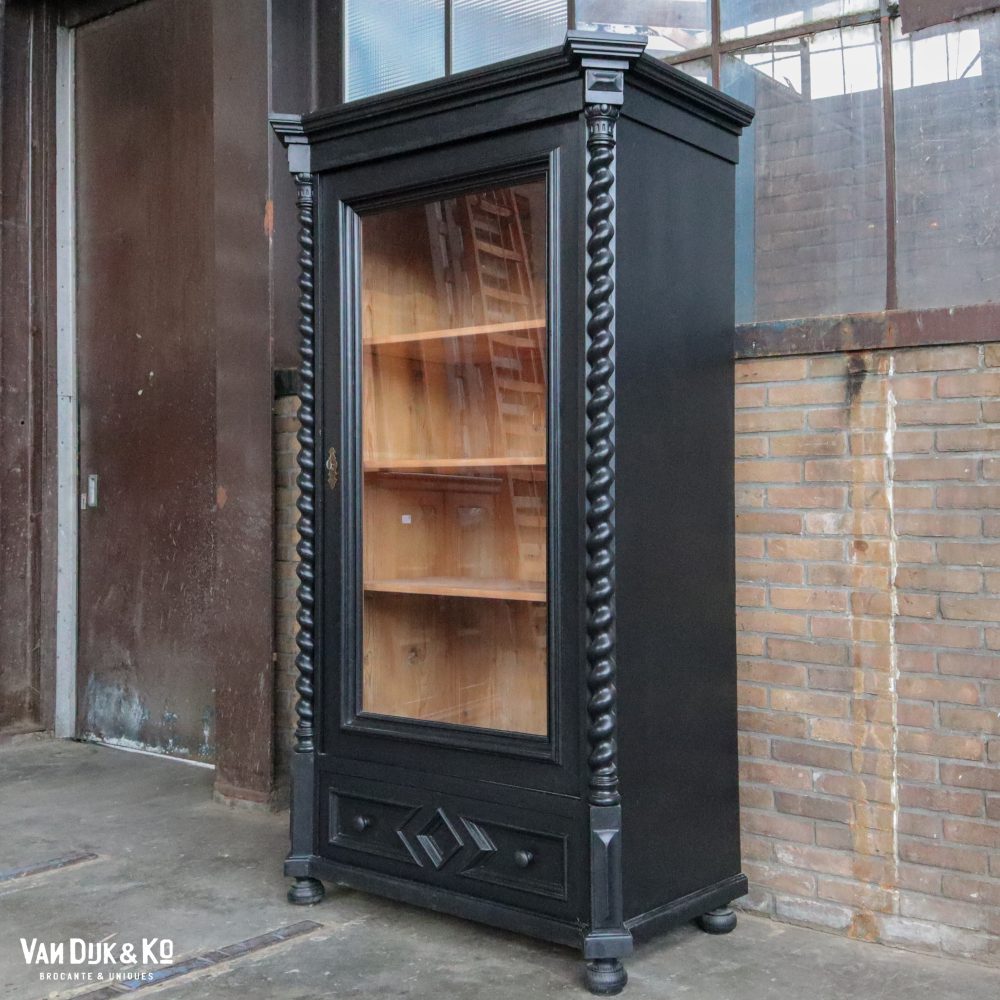 Zwarte eendeurs vitrinekast - Afbeelding 2