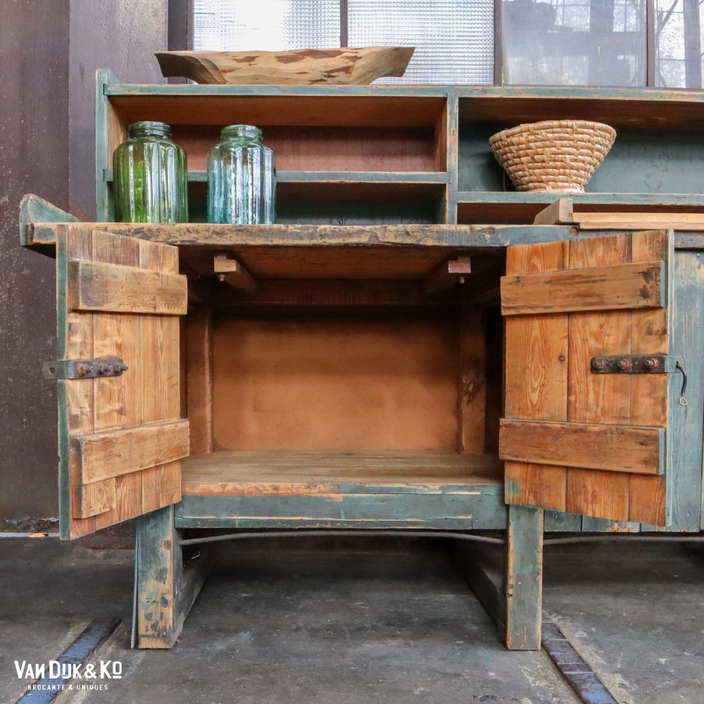 Vintage robuuste werktafel groot - Afbeelding 5