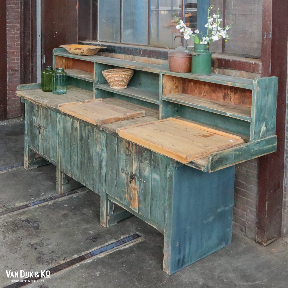 Vintage robuuste werktafel groot - Afbeelding 3