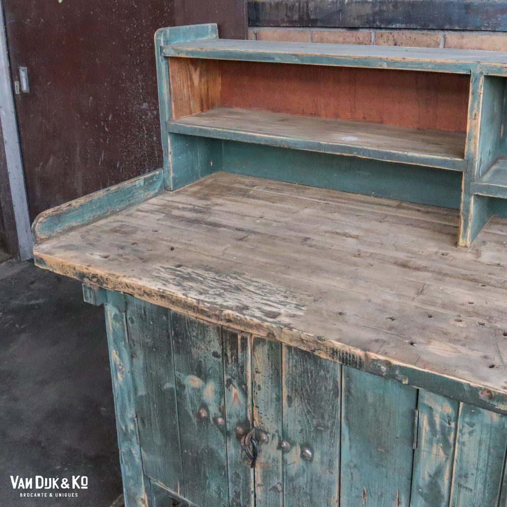 Vintage robuuste werktafel groot - Afbeelding 10