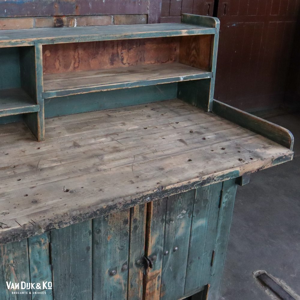 Vintage robuuste werktafel groot - Afbeelding 9
