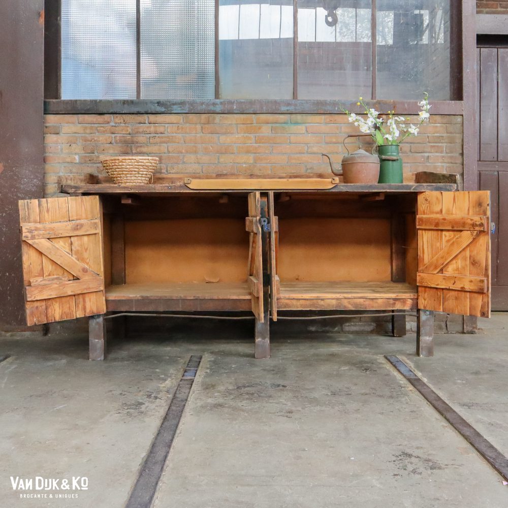Vintage robuuste werktafel - Afbeelding 3
