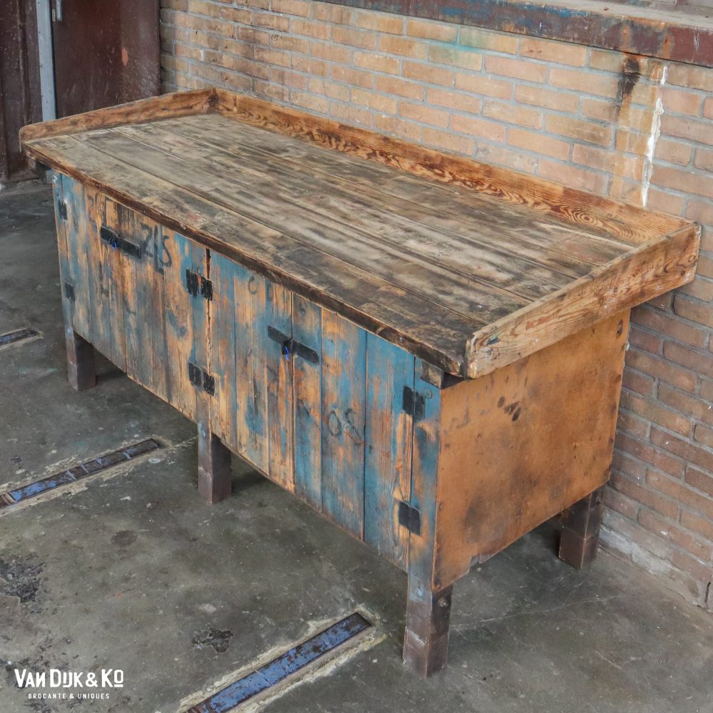 Vintage robuuste werktafel - Afbeelding 5