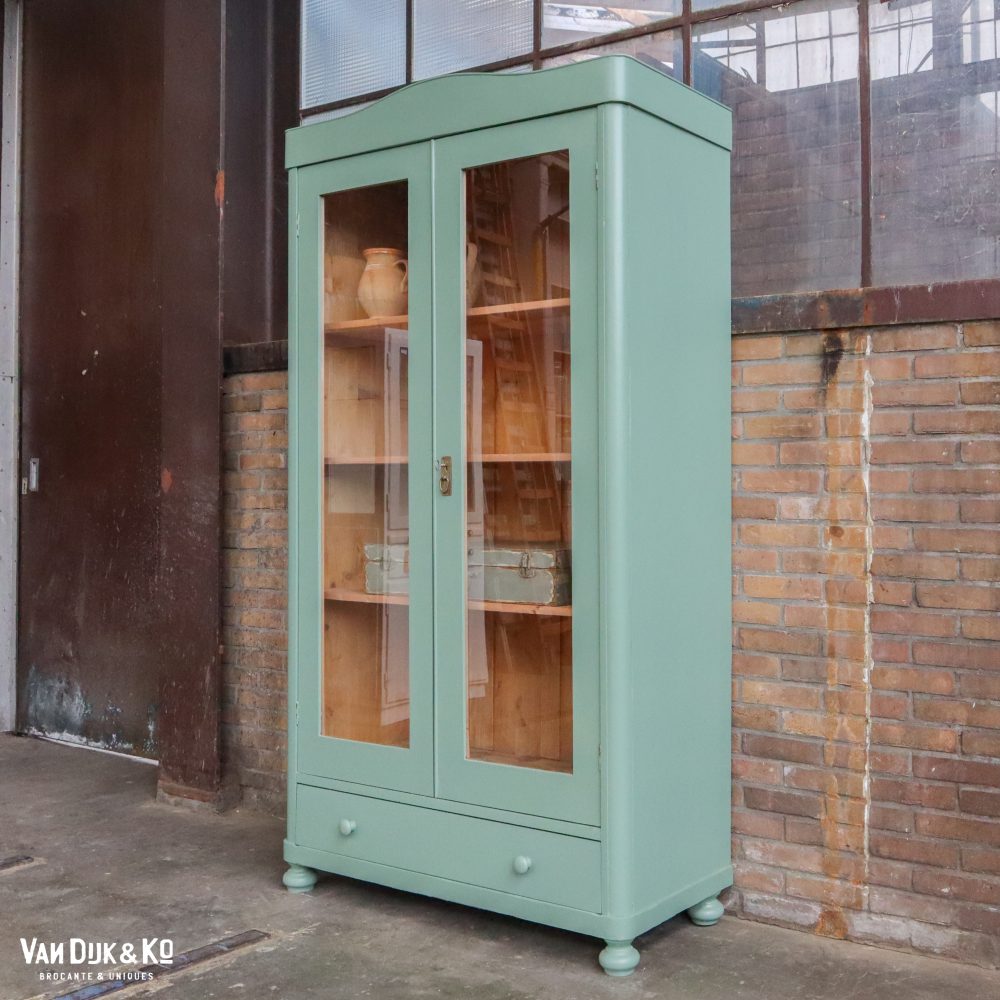 Groenblauwe vitrinekast - Afbeelding 2