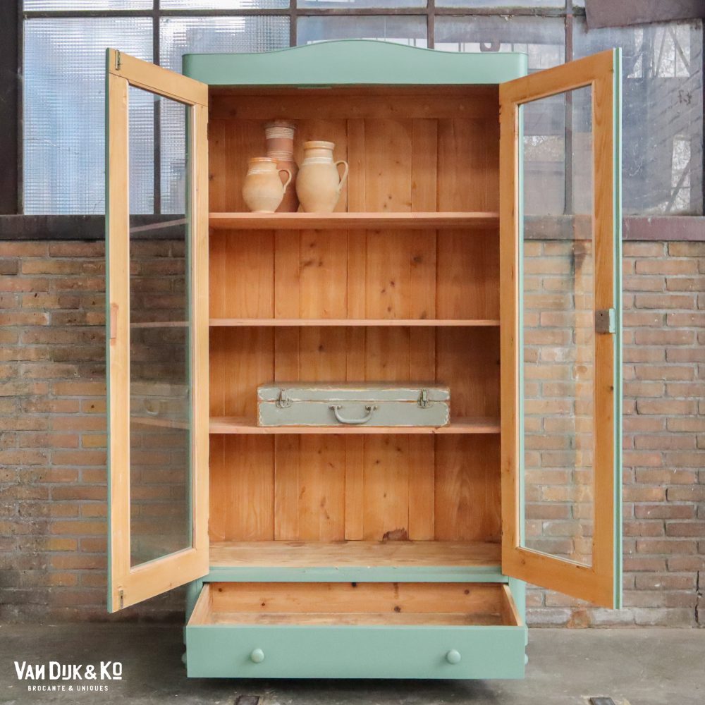 Groenblauwe vitrinekast - Afbeelding 3