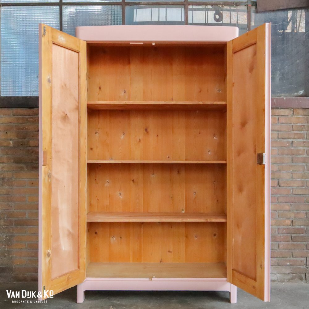 Brocante roze linnenkast - Afbeelding 3