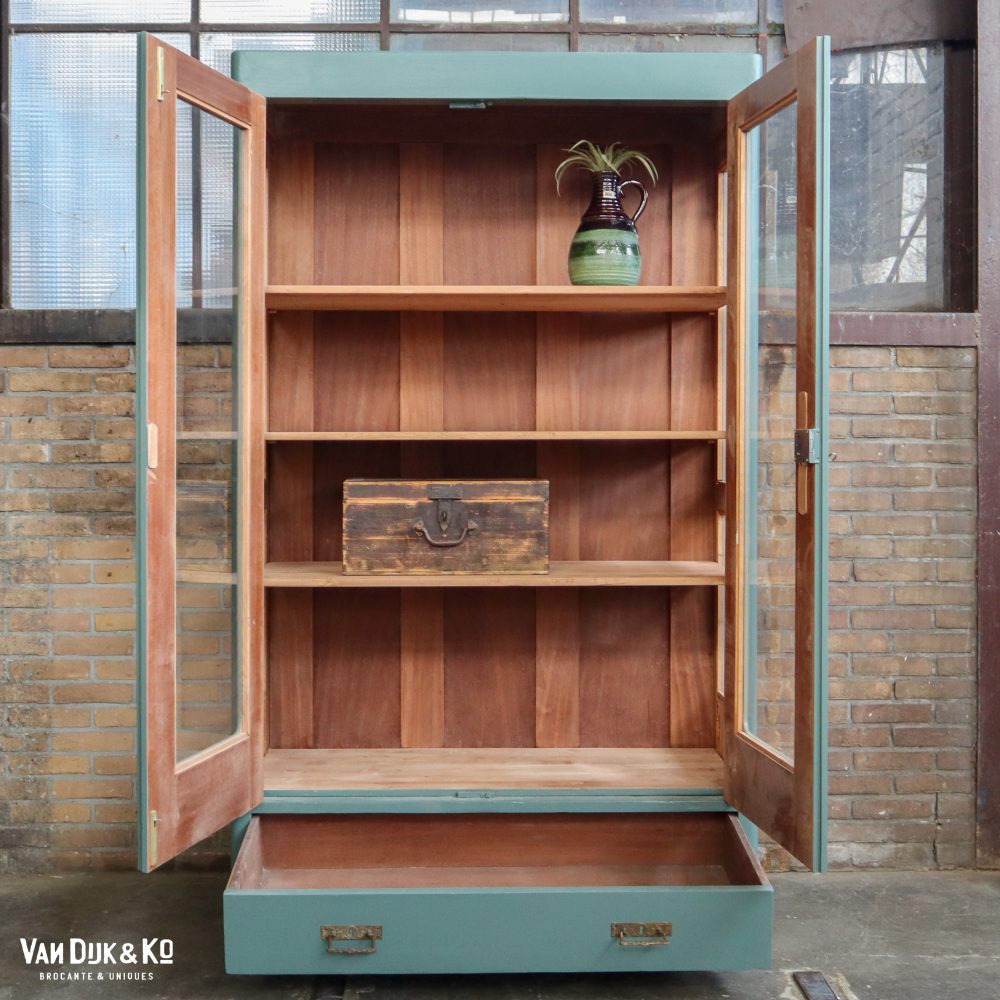 Groenblauwe vitrinekast - Afbeelding 3