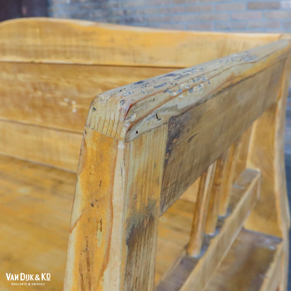 Houten brocante bank - Afbeelding 3
