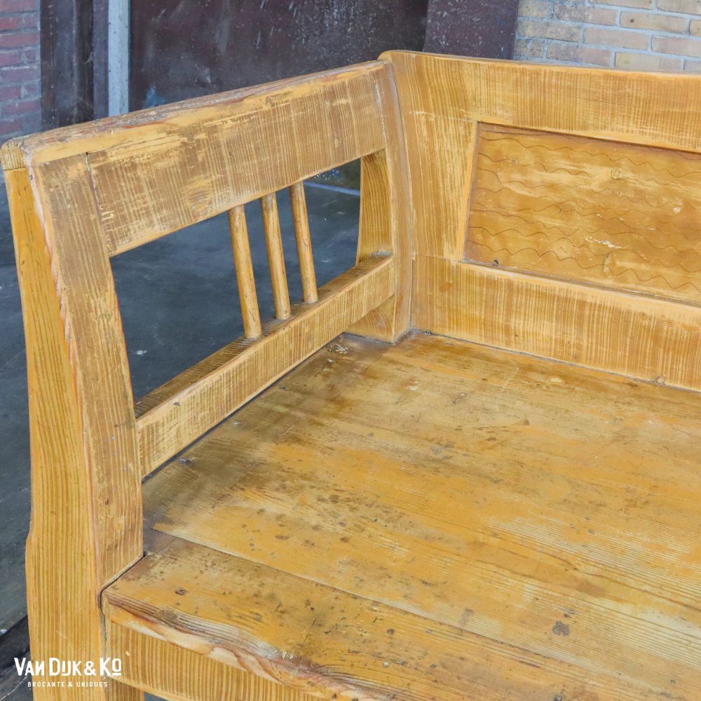Houten brocante bank - Afbeelding 4