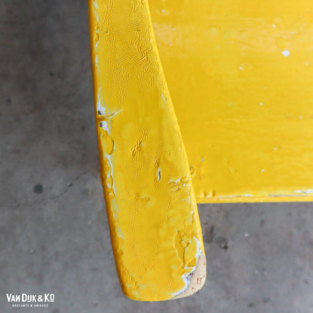 Gele houten brocante bank - Afbeelding 8