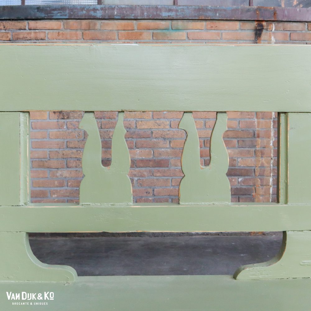 Groene brocante bank met grote la - Afbeelding 7