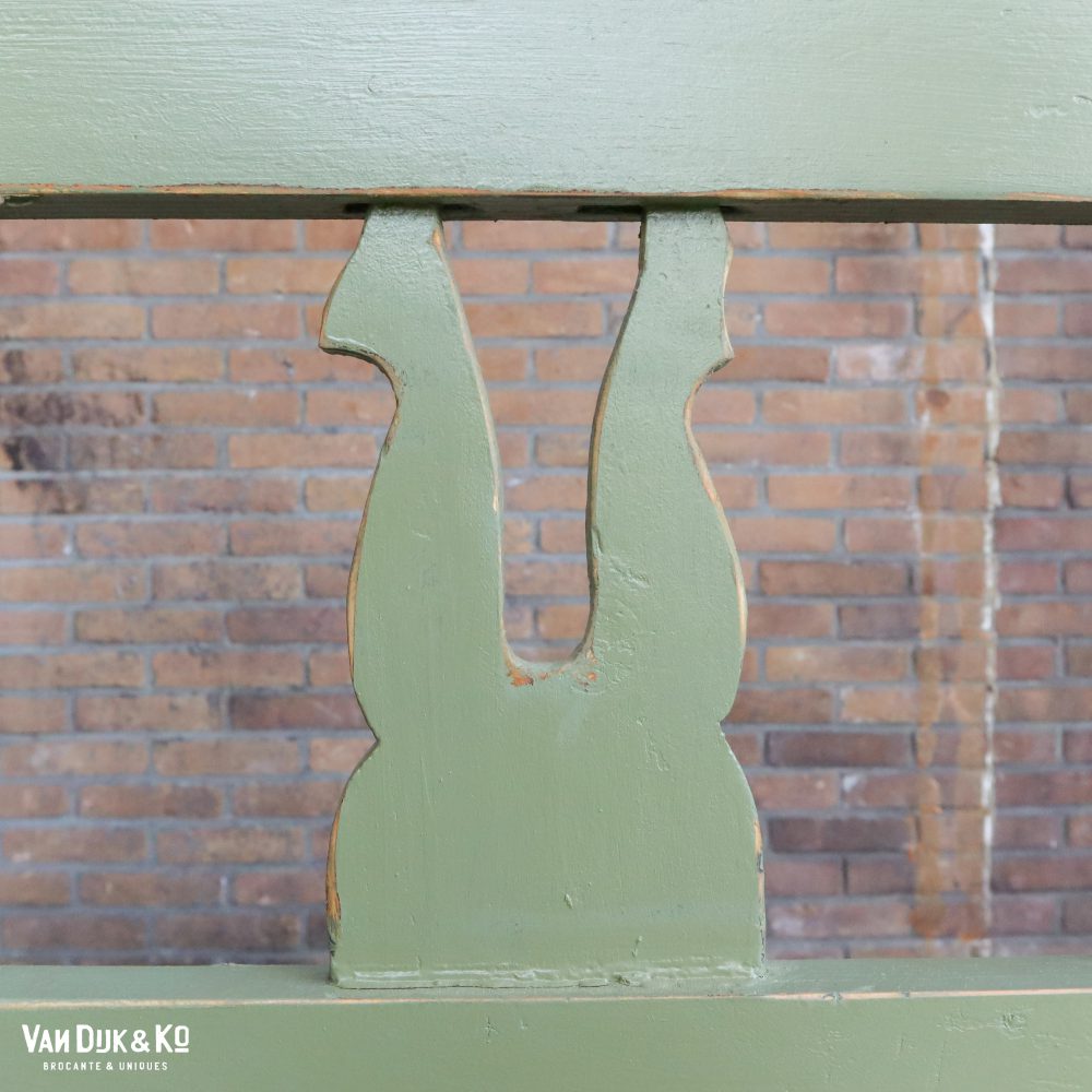 Groene brocante bank met grote la - Afbeelding 8