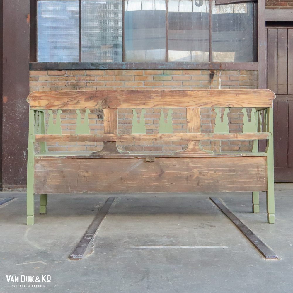 Groene brocante bank met grote la - Afbeelding 12