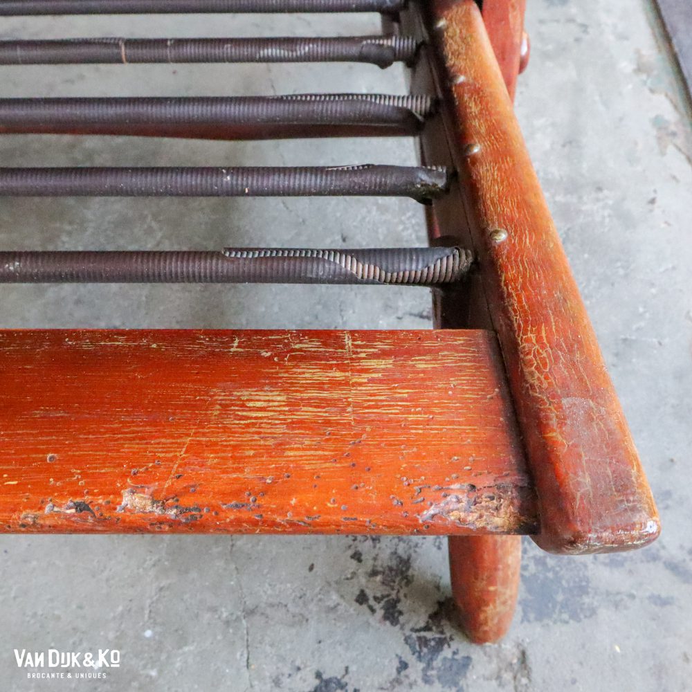 Vintage fauteuil met groene ribstof bekleding - Afbeelding 15