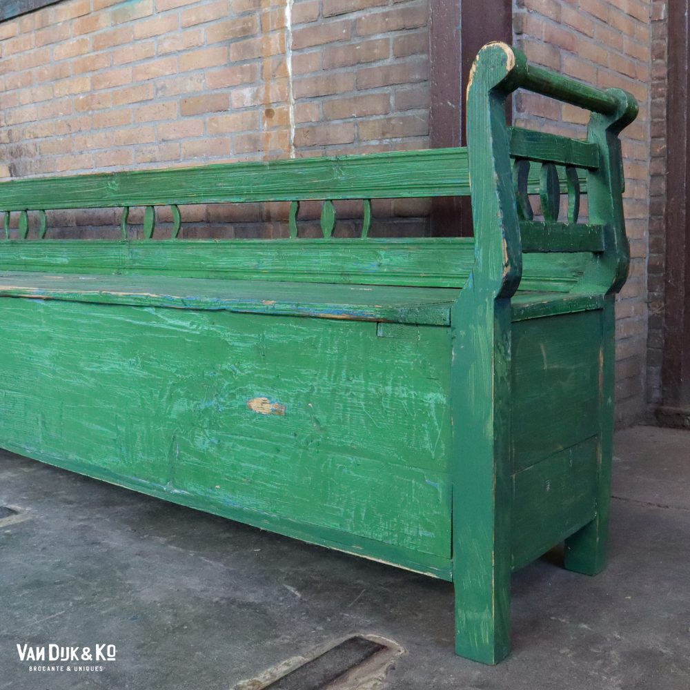 Groene houten klepbank - Afbeelding 7