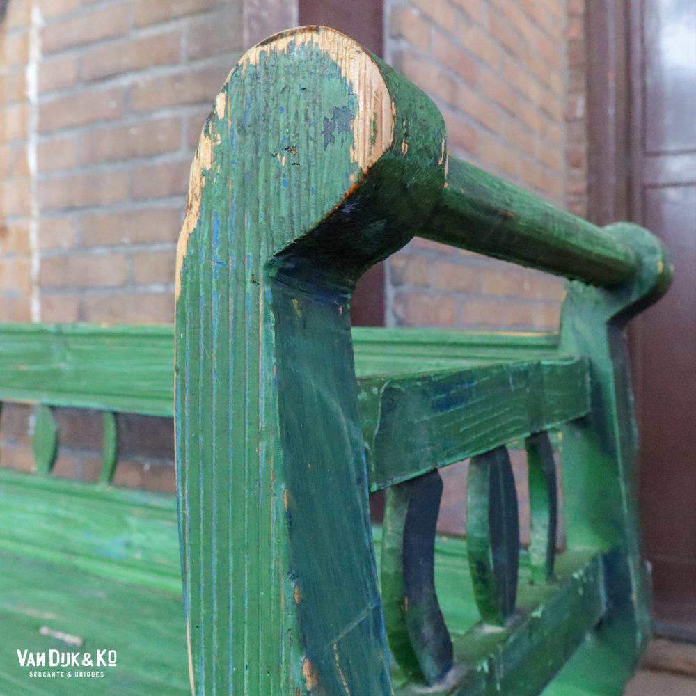 Groene houten klepbank - Afbeelding 9