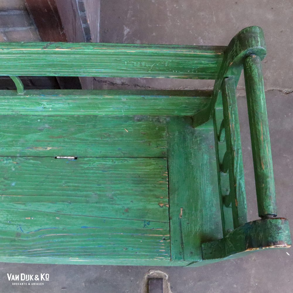 Groene houten klepbank - Afbeelding 4