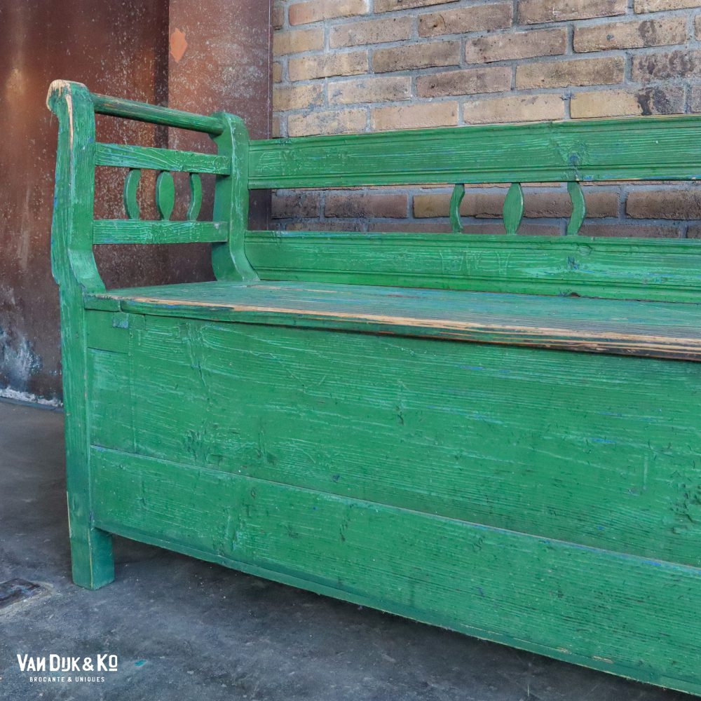 Groene houten klepbank - Afbeelding 8